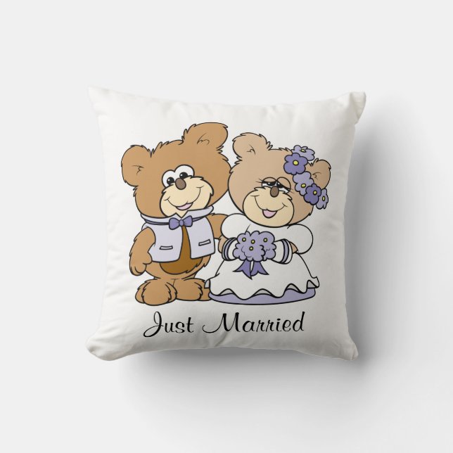cute litte teddy bear wedding couple cushion (Front)