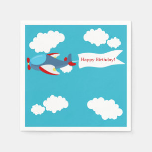 Cute Little Aeroplane Boy Birthday Paper Napkins