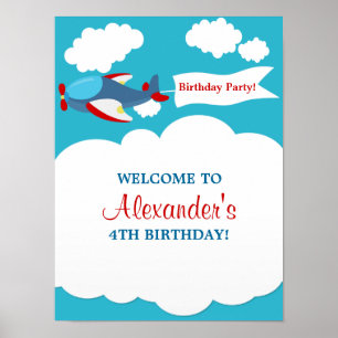 Cute Little Aeroplane Boy Birthday Poster