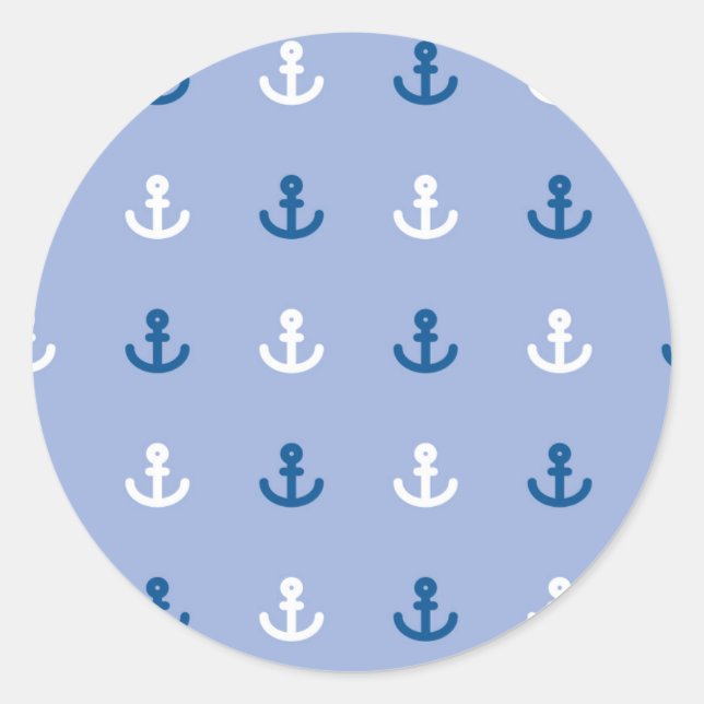 Cute Little Anchor Pattern Classic Round Sticker (Front)