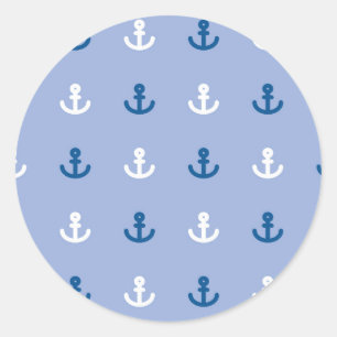 Cute Little Anchor Pattern Classic Round Sticker