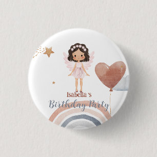 Cute Little angel afro girls Balloon Birthday 3 Cm Round Badge