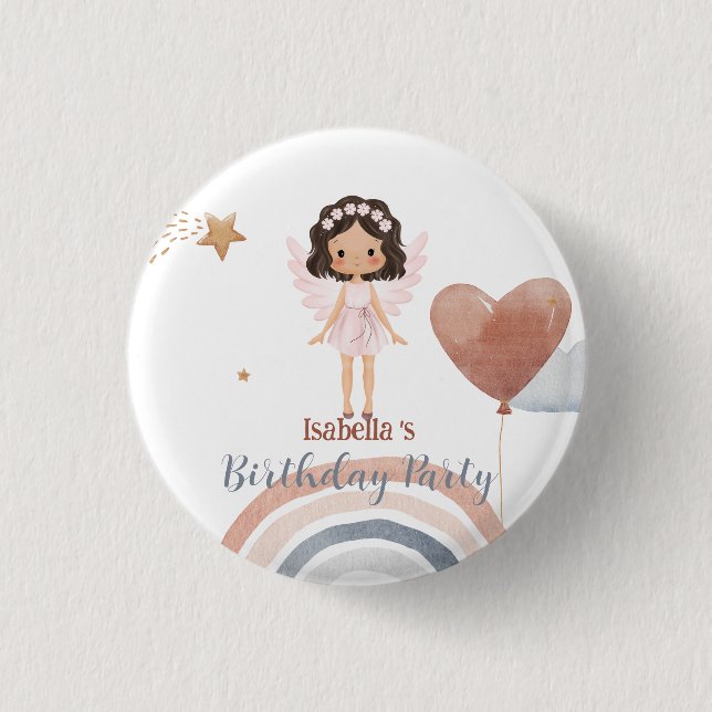 Cute Little angel afro girls Balloon Birthday 3 Cm Round Badge (Front)