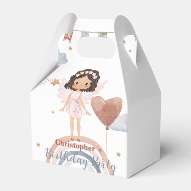 Cute Little angel afro girls Balloon Birthday Favour Box (Back Side)