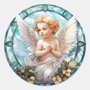 Cute little Angel lovers Classic Round Sticker