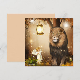 Cute Little Angel With a Lion Card