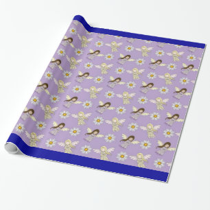 Cute Little Angels on Purple Wrapping Paper