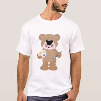 cute little artist bear with paint palette T-Shirt