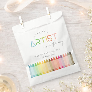 Cute Little Artist Crayon Fun Rainbow Baby Shower Favour Bags