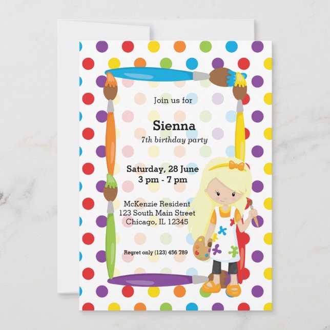 Cute Little Artist Invitation (Front)