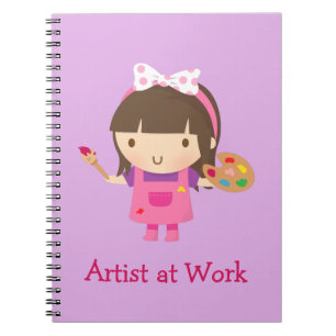 Cute Little Artist Painter Girl at Work Spiral Notebook
