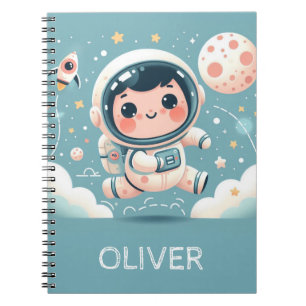 Cute Little Astronaut in Space Personalised Notebook
