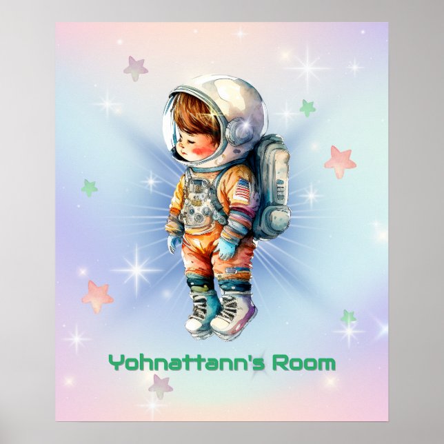Cute Little Astronaut in Spacesuit  Poster (Front)