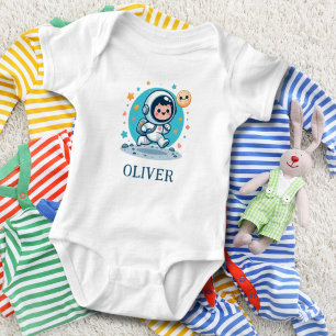 Cute Little Astronaut on the Moon Baby Bodysuit