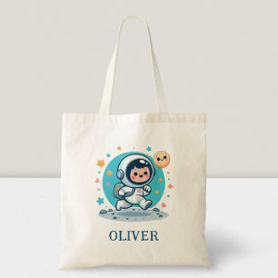 Cute Little Astronaut on the Moon Tote Bag