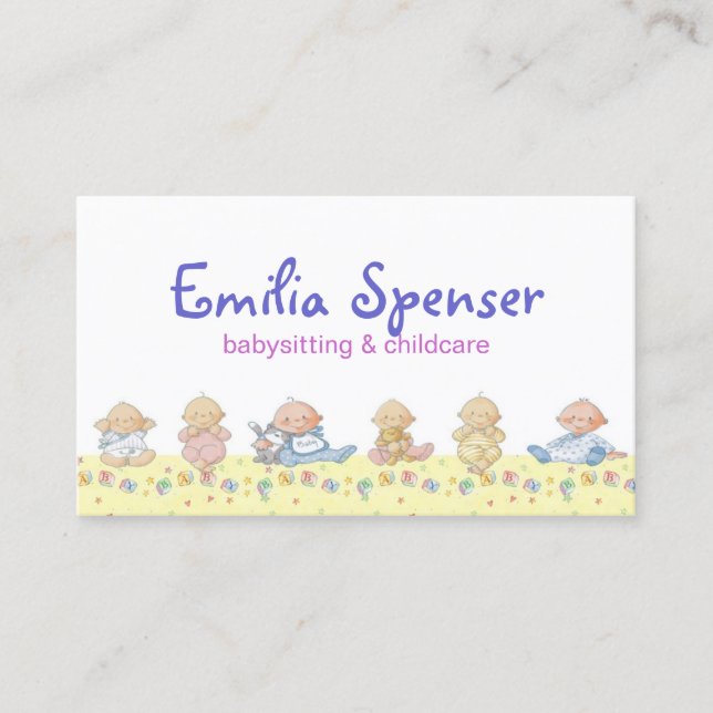 Cute Little Babies Babysitting & Child Care Card (Front)
