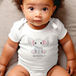 Cute Little baby elephant  Personalised  Bodysuit