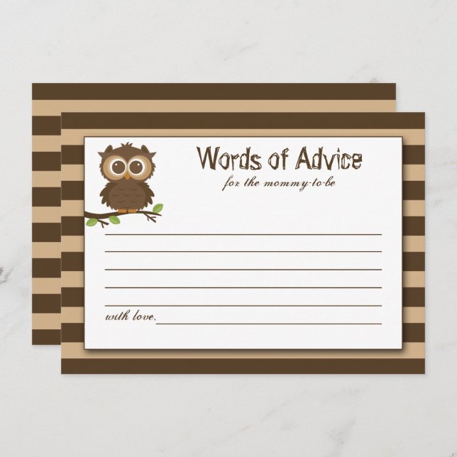 Cute Little Baby Owl | Baby Shower Advice & Wisdom (Front/Back)