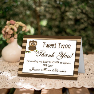 Cute Little Baby Owl Baby Shower Thank You Card