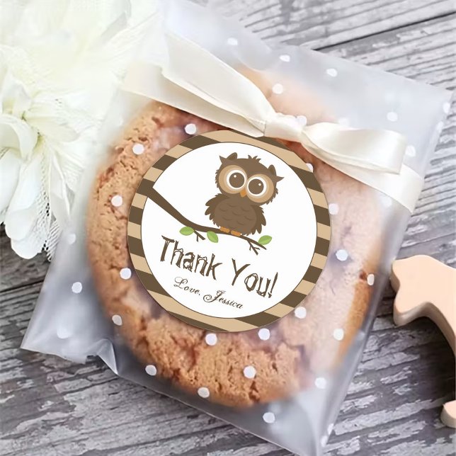 Cute Little Baby Owl | Baby Shower Thank You Favou Classic Round Sticker (Creator Uploaded)