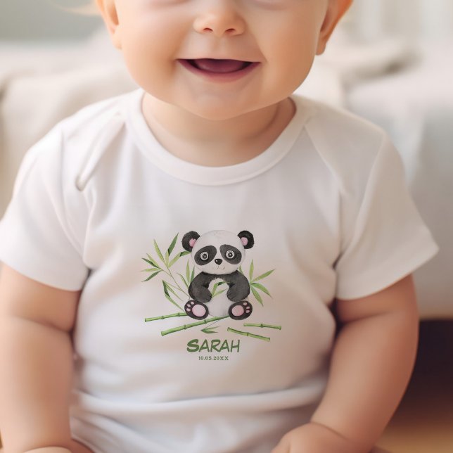 Cute Little baby panda Personalised Baby Bodysuit (Creator Uploaded)