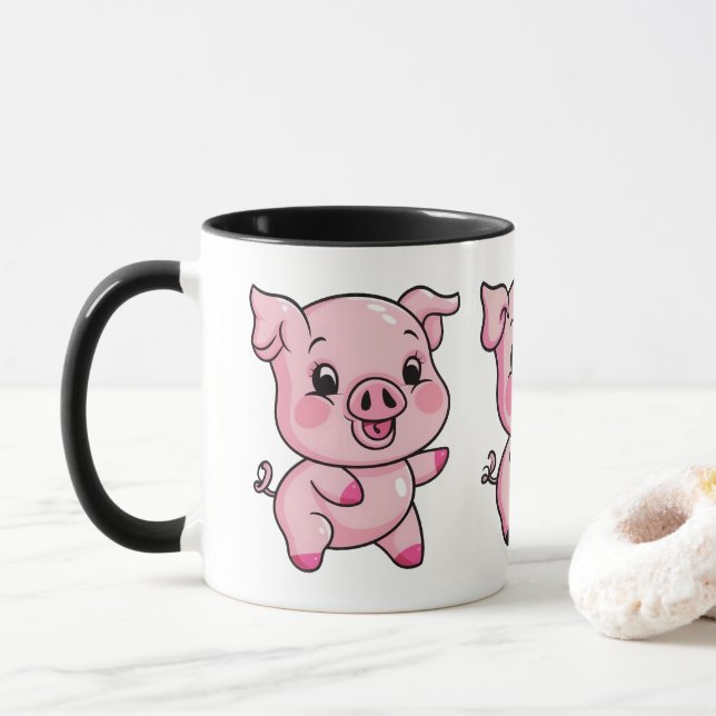 Cute Little Baby Pig Mug (With Donut)