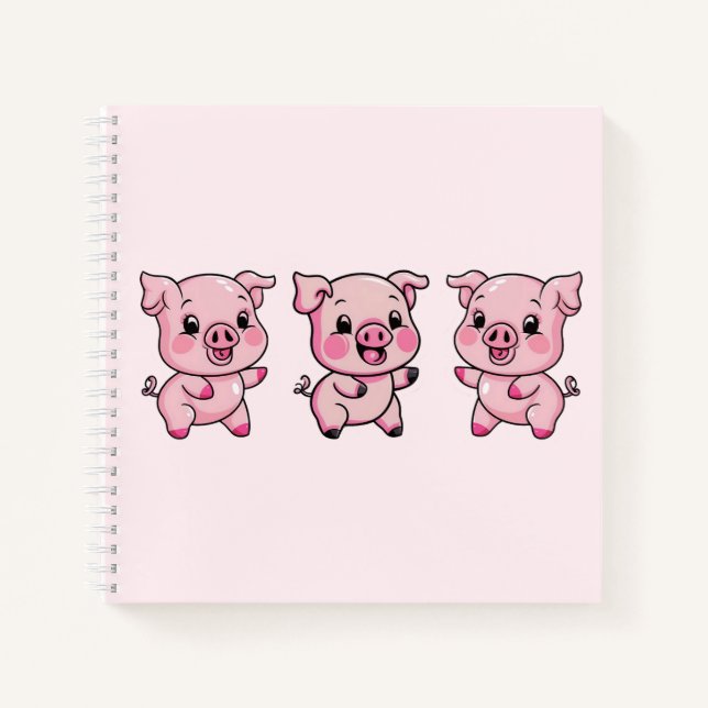 Cute Little Baby Pig Notebook (Front)