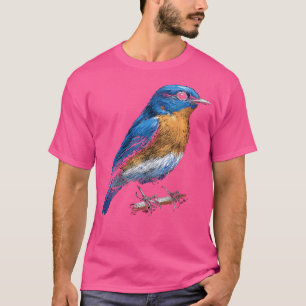 Cute little backyard bird Eastern bluebird illustr T-Shirt