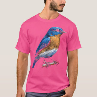 Cute little backyard bird Eastern bluebird illustr T-Shirt