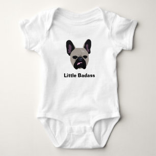 Cute "Little badass" brown French Bulldog Baby Bodysuit