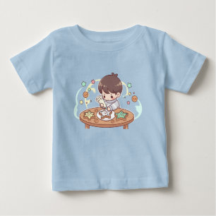 Cute Little Baker Boy Kawaii Cookie Baking Toddler Baby T-Shirt