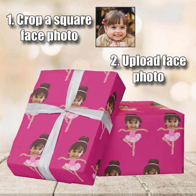 Cute Little Ballerina Girl Custom Kids Photo Wrapping Paper (Creator Uploaded)