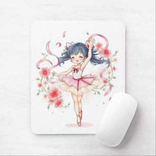 Cute little ballerina girl mouse pad