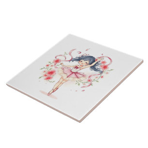 Cute little ballerina girl tile
