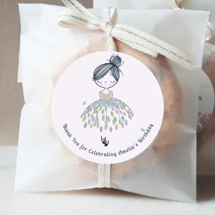 Cute Little Ballerina Princess Birthday Party   Classic Round Sticker