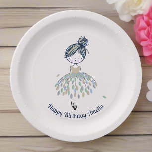 Cute Little Ballerina Princess Birthday Party Paper Plate