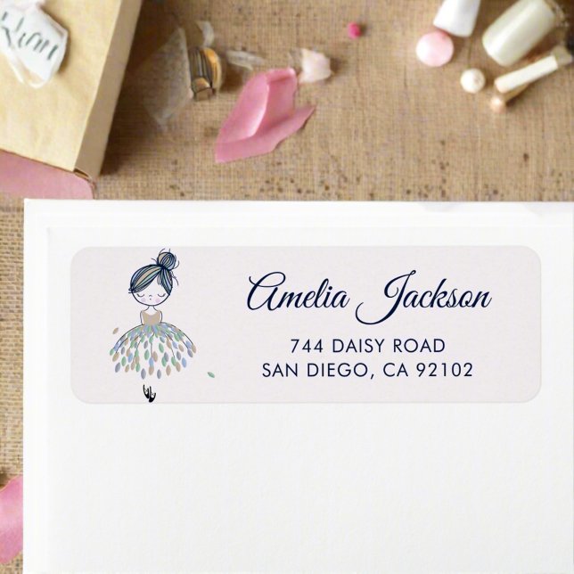Cute Little Ballerina Princess Girl Return Address (Creator Uploaded)
