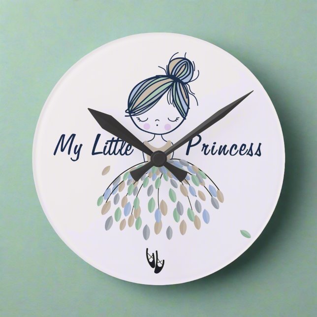 Cute Little Ballerina Princess Nursery Girly Gift  Round Clock (Creator Uploaded)