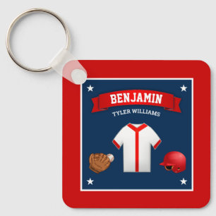 Cute Little Baseball Player Baby Boy Kids Name Key Ring