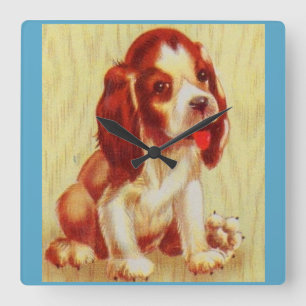 cute little beagle puppy square wall clock