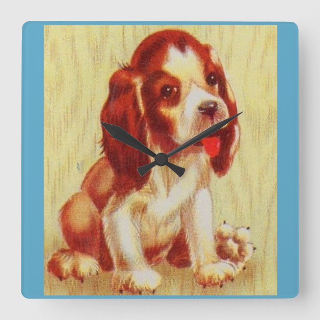 cute little beagle puppy square wall clock (Front)