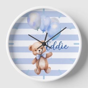 Cute Little Bear in Blue Clock