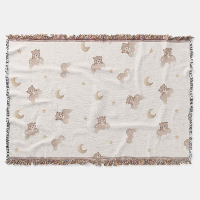 Cute Little Bear Pattern Throw Blanket (Front)