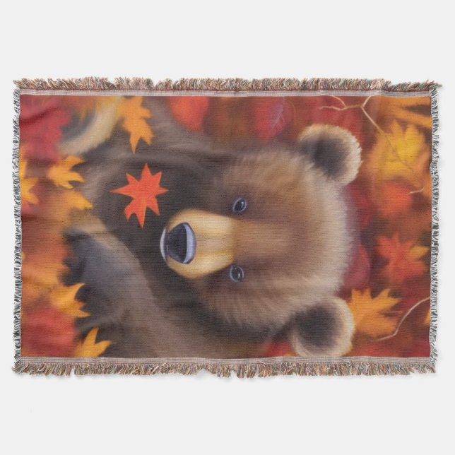 Cute Little Bear Throw Blanket (Front)