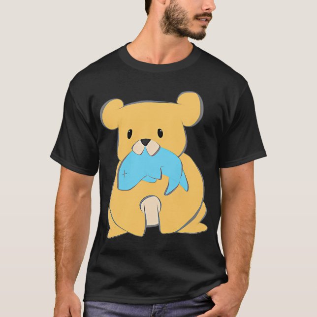 Cute Little bear with fish T-Shirt (Front)