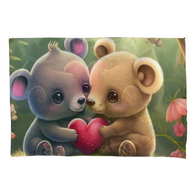Cute little bears cartoon  pillowcase (Front)