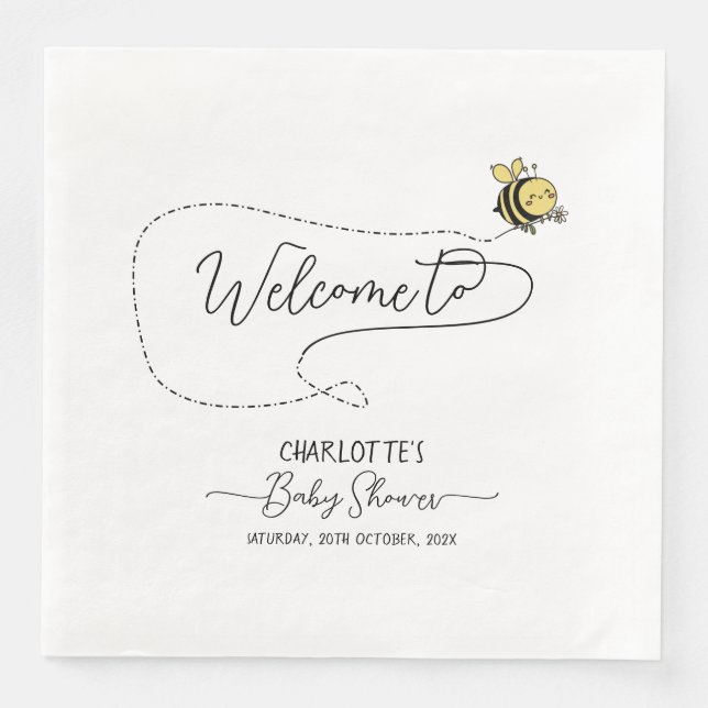 Cute Little Bee Baby Shower Napkin (Front)