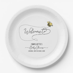 Cute Little Bee Baby Shower Paper Plate