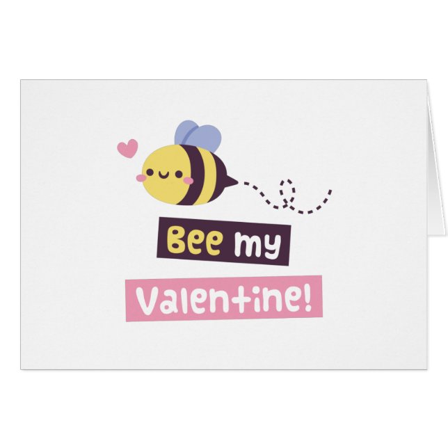 Cute Little Bee, Bee My Valentine Pun Greeting (Front Horizontal)
