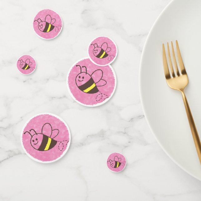 Cute Little Bee Flying Pink Watercolor Baby Shower Confetti (Group)